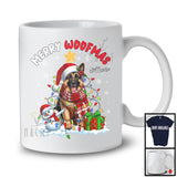 Personalized Custom Name Woofmas; Lovely Christmas Lights Santa German Shepherd; Snowman T-Shirt