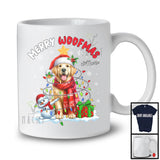 Personalized Custom Name Woofmas; Lovely Christmas Lights Santa Golden Retriever; Snowman T-Shirt