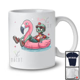 Personalized Custom Name Zombie On Flamingo Float; Adorable Halloween Summer Swimming T-Shirt