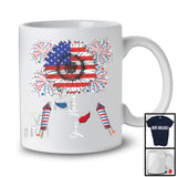 Personalized Custom Name, Joyful 4th Of July American Flag Sunflower, Firecrackers Patriotic T-Shirt