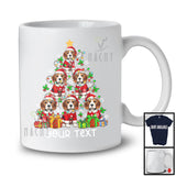 Personalized Custom Text Santa Beagle Christmas Tree; Joyful X-mas Lights Family T-Shirt