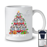 Personalized Custom Text Santa Bulldog Christmas Tree; Joyful X-mas Lights Family T-Shirt