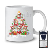 Personalized Custom Text Santa Corgi Christmas Tree; Joyful X-mas Lights Family T-Shirt