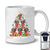 Personalized Custom Text Santa Dachshund Christmas Tree; Joyful X-mas Lights Family T-Shirt