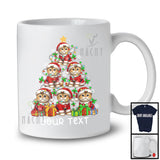 Personalized Custom Text Santa Scottish Fold Christmas Tree; Joyful X-mas Lights Family T-Shirt