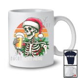 Personalized Custom Text Vintage Retro Santa Skeleton Beer Glass; Merry Christmas Drinking Drunker T-Shirt