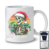 Personalized Custom Text Vintage Retro Santa Skeleton Cocktail Glass; Merry Christmas Drinking Drunker T-Shirt