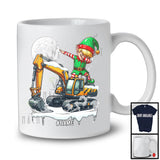 Personalized Dabbing Elf On Excavator; Joyful Christmas Custom Name Elf; Excavator Driver T-Shirt