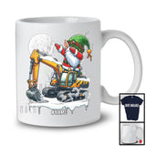 Personalized Dabbing Gnome On Excavator; Joyful Christmas Custom Name; Excavator Driver T-Shirt