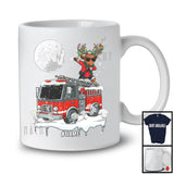 Personalized Dabbing Reindeer On Fire Truck; Joyful Christmas Custom Name; Fire Truck Driver T-Shirt