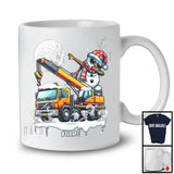 Personalized Dabbing Snowman On Crane Truck; Joyful Christmas Custom Name; Crane Truck Driver T-Shirt