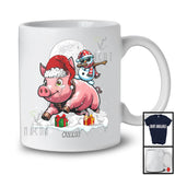 Personalized Dabbing Snowman Riding Pig; Joyful Christmas Custom Name Santa Farm; Farmer T-Shirt