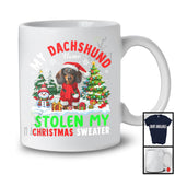 Personalized Dachshund Stolen My Christmas Sweater; Cute X-mas Tree Custom Name Snowing T-Shirt