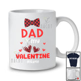 Personalized Dad Is My Valentine; Lovely Plaid Bow Tie Hearts; Custom Name Boys Family T-Shirt