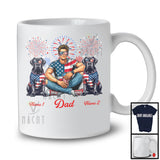 Personalized Dad With Two Custom Name Cane Corso, Amazing 4th Of July Fireworks Patriotic T-Shirt