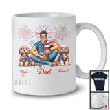 Personalized Dad With Two Custom Name Cockapoo, Amazing 4th Of July Fireworks Patriotic T-Shirt