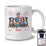 Personalized Dad With Two Custom Name Entlebucher Mountain, Amazing 4th Of July Fireworks T-Shirt