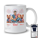 Personalized Dad With Two Custom Name Norwich Terrier, Amazing 4th Of July Fireworks T-Shirt