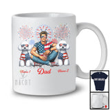 Personalized Dad With Two Custom Name Poodle, Amazing 4th Of July Fireworks Patriotic T-Shirt