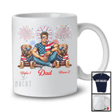 Personalized Dad With Two Custom Name Shar Pei, Amazing 4th Of July Fireworks Patriotic T-Shirt