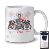 Personalized Dad With Two Custom Name St. Bernard, Amazing 4th Of July Fireworks Patriotic T-Shirt