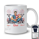 Personalized Dad With Two Custom Name Whippet, Amazing 4th Of July Fireworks Patriotic T-Shirt