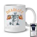 Personalized Deadlift; Scary Halloween Skeleton Candy Buckets; Custom Name Gym Workout T-Shirt