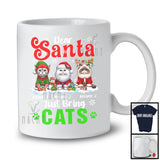 Personalized Dear Santa Just Bring Cats; Lovely Christmas Custom Name Cat Snowing T-Shirt