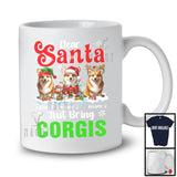 Personalized Dear Santa Just Bring Corgis; Lovely Christmas Custom Name Snowing T-Shirt