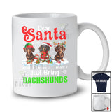 Personalized Dear Santa Just Bring Dachshunds; Lovely Christmas Custom Name Snowing T-Shirt