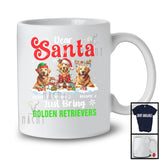 Personalized Dear Santa Just Bring Golden Retrievers; Lovely Christmas Custom Name Snowing T-Shirt