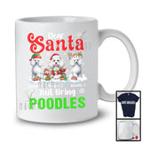 Personalized Dear Santa Just Bring Poodles; Lovely Christmas Custom Name Snowing T-Shirt