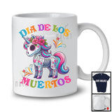 Personalized Dia De Los Muertos; Adorable Flowers Sugar Skull Unicorn Custom Name; Mexican Family T-Shirt