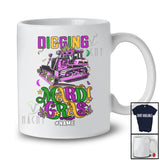 Personalized Digging Mardi Gras Bulldozer; Amazing Mardi Gras Custom Name Boy Driver; Parades T-Shirt