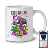 Personalized Digging Mardi Gras Excavator; Amazing Mardi Gras Custom Name Boy Driver; Parades T-Shirt