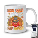 Personalized Disc Golf Turkey Nap Repeat, Joyful Thanksgiving Fall Leaves, Custom Name Sport Player T-Shirt