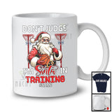 Personalized Don't Judge Santa In Training; Humorous Christmas Custom Name Basketball Santa T-Shirt