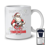 Personalized Don't Judge Santa In Training; Humorous Christmas Custom Name Soccer Santa T-Shirt