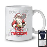 Personalized Don't Judge Santa In Training; Humorous Christmas Custom Name Tennis Santa T-Shirt