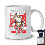 Personalized Don't Judge Santa In Training; Humorous Christmas Custom Name Volleyball Santa T-Shirt