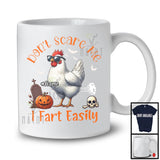 Personalized Don't Scare Me I Fart Easily; Humorous Halloween Custom Name Chicken Lover T-Shirt