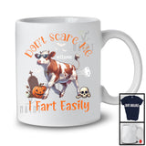 Personalized Don't Scare Me I Fart Easily; Humorous Halloween Custom Name Cow Lover T-Shirt