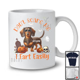 Personalized Don't Scare Me I Fart Easily; Humorous Halloween Custom Name Dachshund Lover T-Shirt