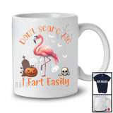 Personalized Don't Scare Me I Fart Easily; Humorous Halloween Custom Name Flamingo Lover T-Shirt