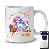 Personalized Don't Scare Me I Fart Easily; Humorous Halloween Custom Name Unicorn Lover T-Shirt