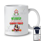 Personalized Drink Up Bitches; Cheerful Christmas Tree Santa Woman; Custom Name Drinking Wine T-Shirt