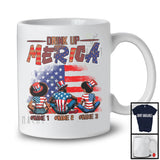 Personalized Drink Up Merica, Proud 4th Of July Custom Name 1 Men 2 Women Afro Black, Patriotic T-Shirt