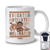 Personalized Educated Motivated Melanated; Proud Black History Month Custom Name Boy Afro T-Shirt