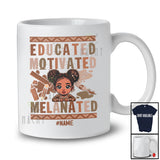 Personalized Educated Motivated Melanated; Proud Black History Month Custom Name Girl Afro T-Shirt