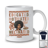 Personalized Educated Motivated Melanated; Proud Black History Month Custom Name Man Afro T-Shirt